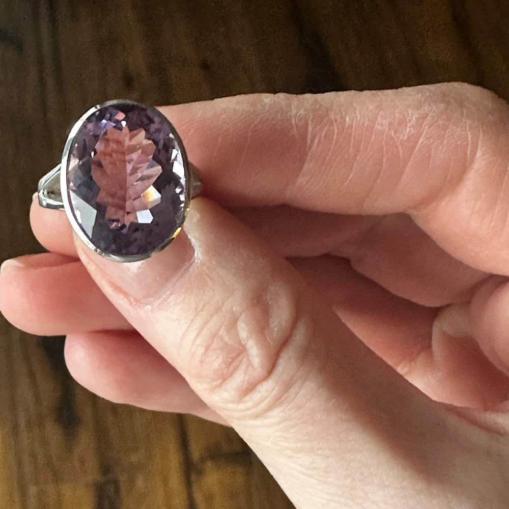 Elegant amethyst cocktail  and  sterling silver Ring